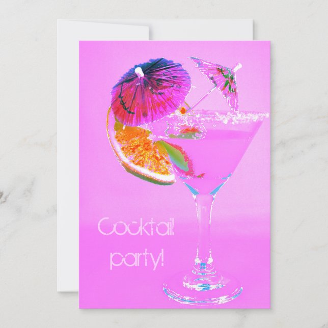 Cocktail dekorerad med cocktailparaplyer inbjudningar (Framsida)