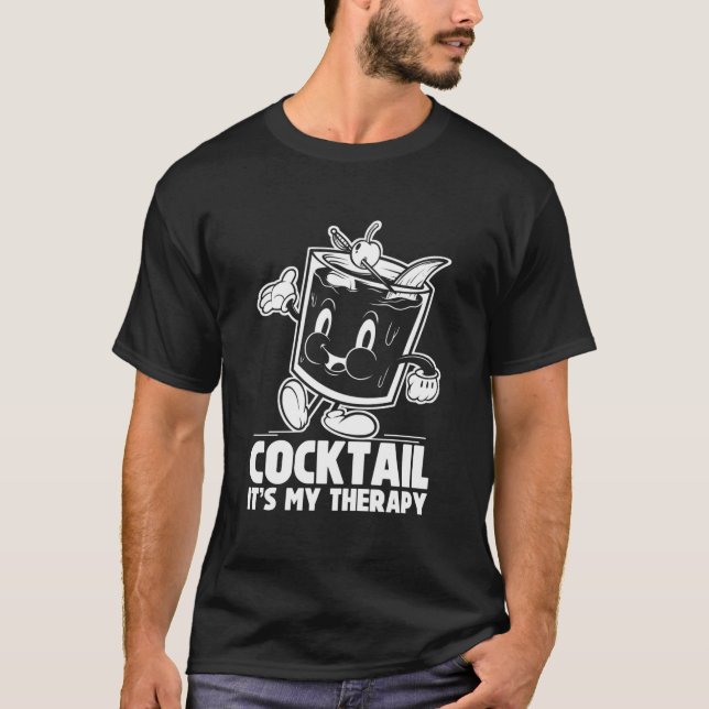 Cocktail Det är min terapi Dricker Whiskey Cocktai T Shirt (Framsida)