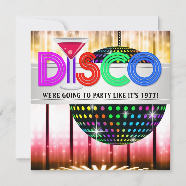 Cocktail Disco Dance Party-inbjudningar Inbjudningar (Framsida)