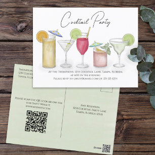 Cocktail Drink QR Code Party webbplats förinställd Vykort