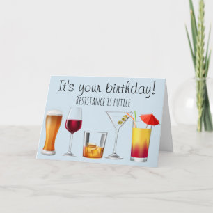 Cocktail Drinking Humor Vin födelsedagskort Kort