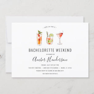 Cocktail Drinks Bachelorette Itinerary Inbjudningar
