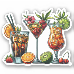 Cocktail Drinks färg konstillustrationer Klistermärken