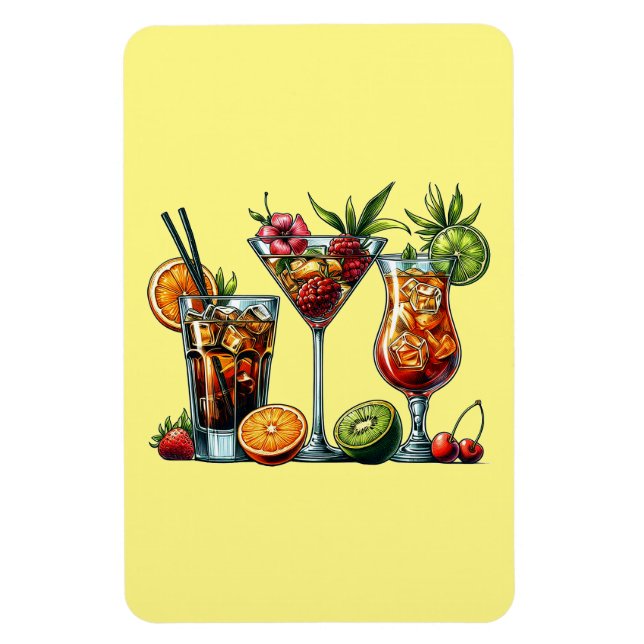Cocktail Drinks färg konstillustrationer Magnet (Vertikal)