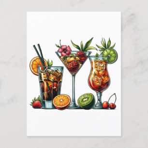 Cocktail Drinks färg konstillustrationer Vykort