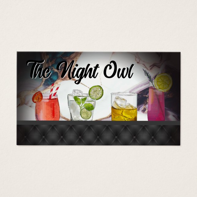Cocktail Drinks | Marble | Möteskläder Visitkort (Framsidan)