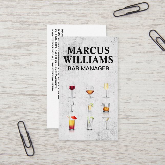 Cocktail Drinks Visitkort (Fram/Back In Situ)
