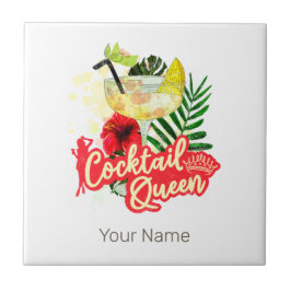 Cocktail Drottning Vintage Höna Möhippa Fest Kakelplatta