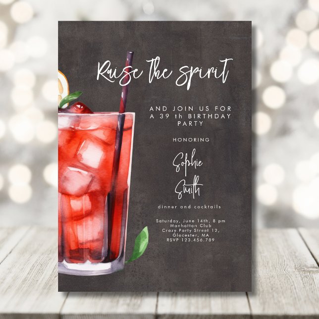 Cocktail födelsedagsfest vattenfärg inbjudningar (Skapare uppladdad)