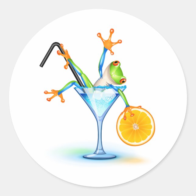 Cocktail Frog Runt Klistermärke (Framsida)