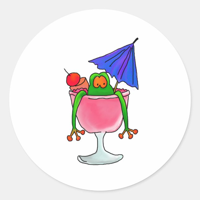 Cocktail Frog Runt Klistermärke (Framsida)
