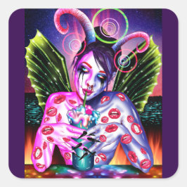 Cocktail Fyrkantigt Klistermärke