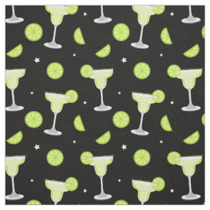 Cocktail Glass and Limes Margarita Mönster Tyg