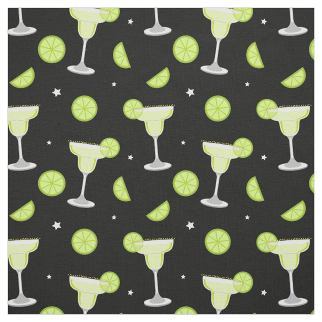 Cocktail Glass and Limes Margarita Mönster Tyg (Provkarta)