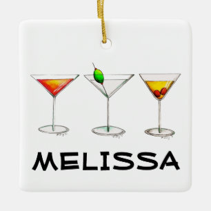 Cocktail Glass Mixed Pub Drinks Martini Cosmo Julgransprydnad Keramik