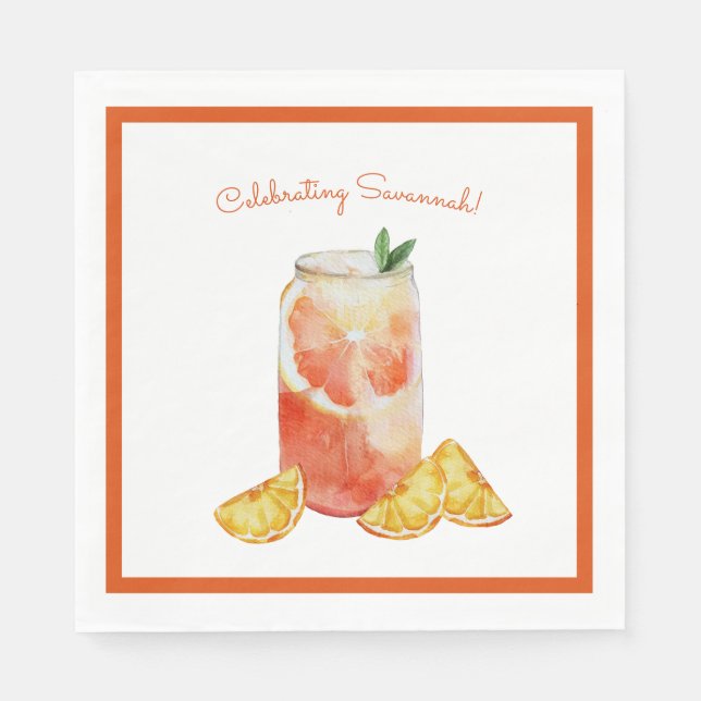 Cocktail Glass Möhippa Birthday Pappersservett (Framsidan)