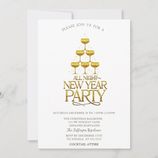 Cocktail Glass Stars julfirma Inbjudningar (Framsida)