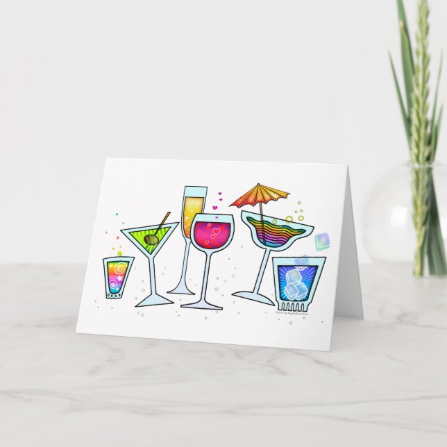 COCKTAIL GLASSES HÄLSNING eller NOTE CARD Kort (Framsida)