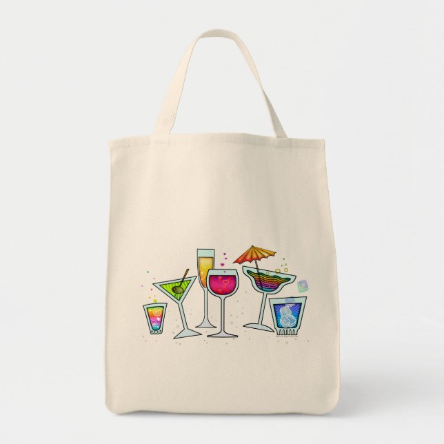 COCKTAIL GLASSES LIVSMEDEL eller TOTE BAG Tygkasse (Framsidan)