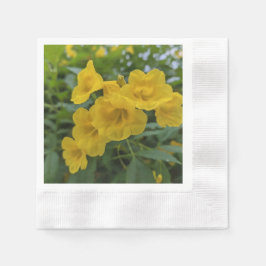 Cocktail Grönt Löv och Gult Flower Pappersservett