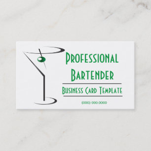 Cocktail Grönt Olive Martini Logotyp Bartender Visitkort