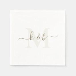 Cocktail & Guld Monogram Swash Script White Cockta Pappersservett