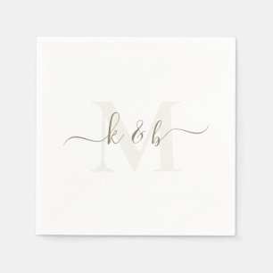 Cocktail & Guld Monogram Swash Script White Cockta Pappersservett