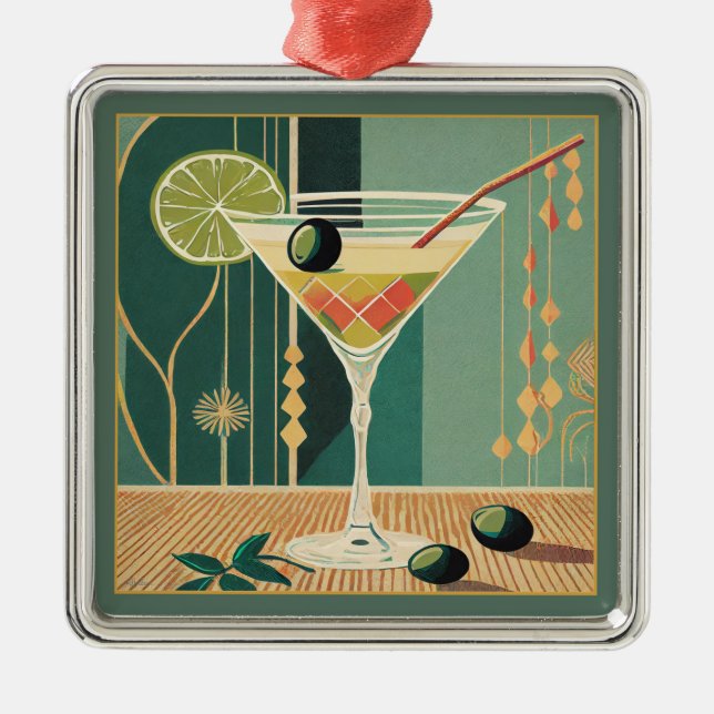 Cocktail Hour Martini Mid Century Design Julgransprydnad Metall (Framsidan)
