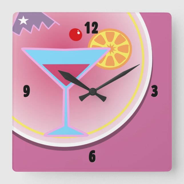 Cocktail Hour Natt Tid Väggur (Framsida)