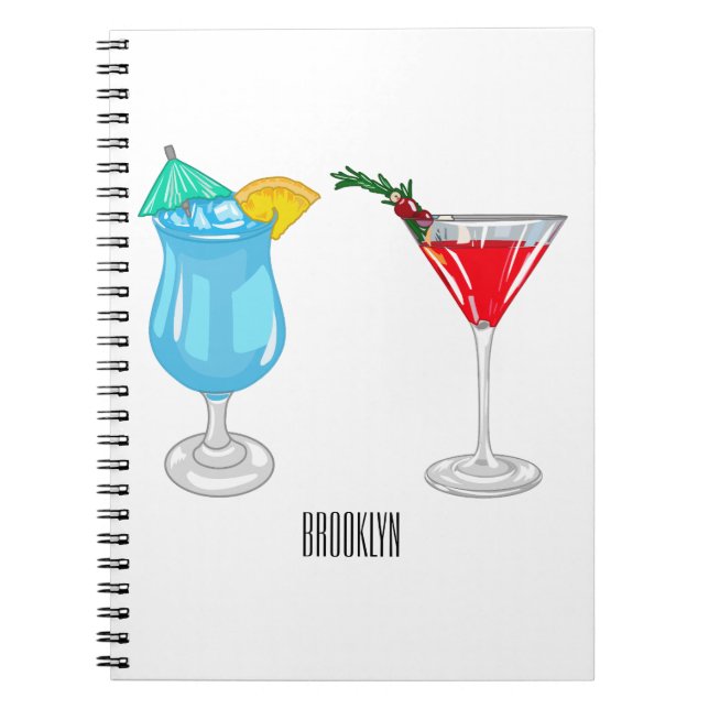 Cocktail-illustration av tecknad anteckningsbok (Framsidan)