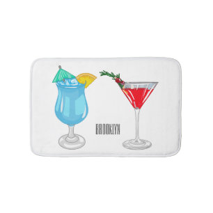 Cocktail-illustration av tecknad badrumsmatta