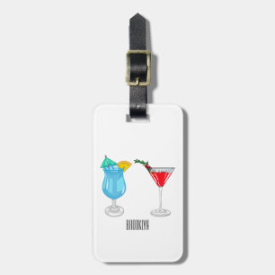 Cocktail-illustration av tecknad bagagebricka