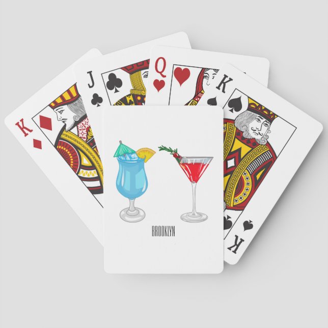 Cocktail-illustration av tecknad casinokort (Baksidan)