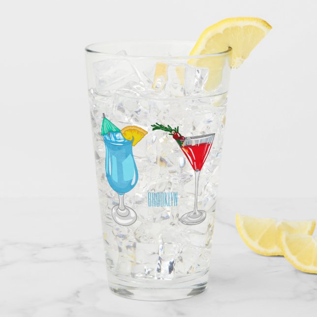 Cocktail-illustration av tecknad glaskopp (Bakside Is)