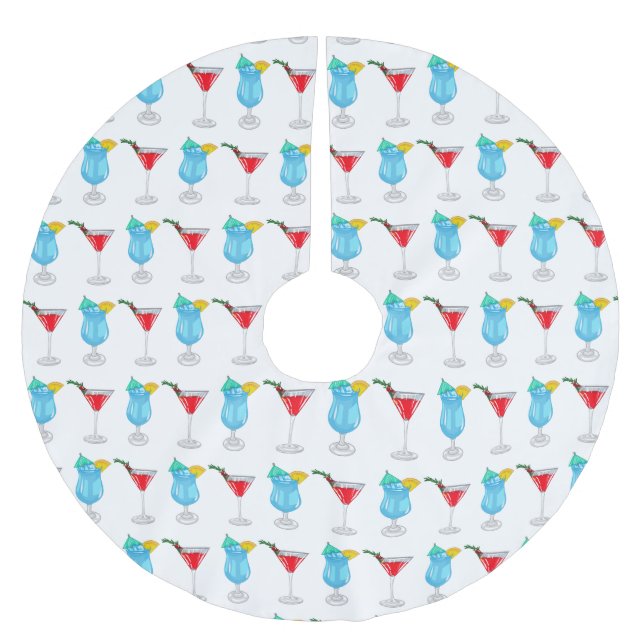 Cocktail-illustration av tecknad julgransmatta borstad polyester (Framsidan)