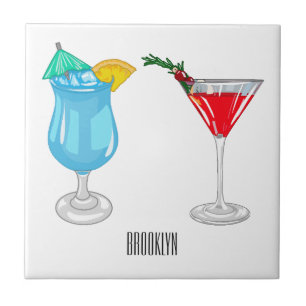 Cocktail-illustration av tecknad kakelplatta