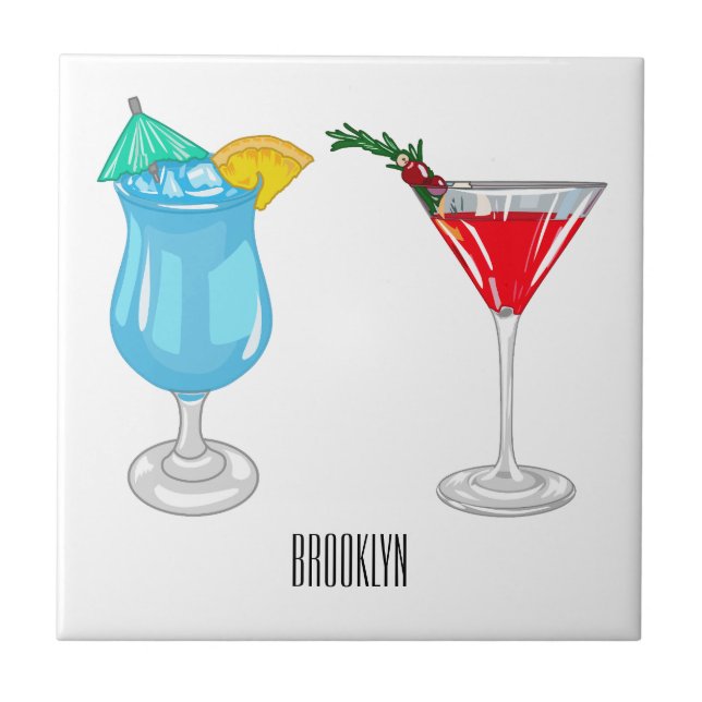 Cocktail-illustration av tecknad kakelplatta (Framsidan)