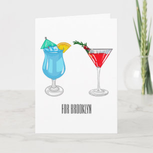 Cocktail-illustration av tecknad kort