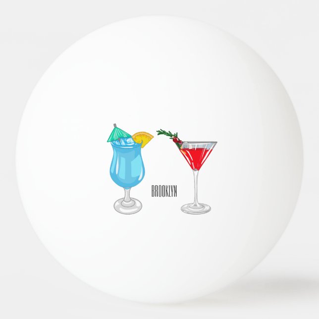 Cocktail-illustration av tecknad pingisboll (Framsidan)