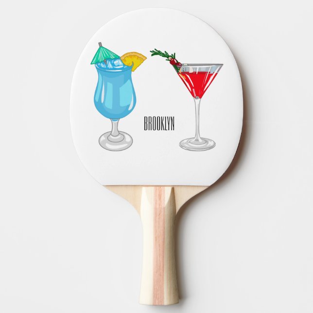 Cocktail-illustration av tecknad pingisracket (Framsidan)