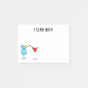 Cocktail-illustration av tecknad post-it block
