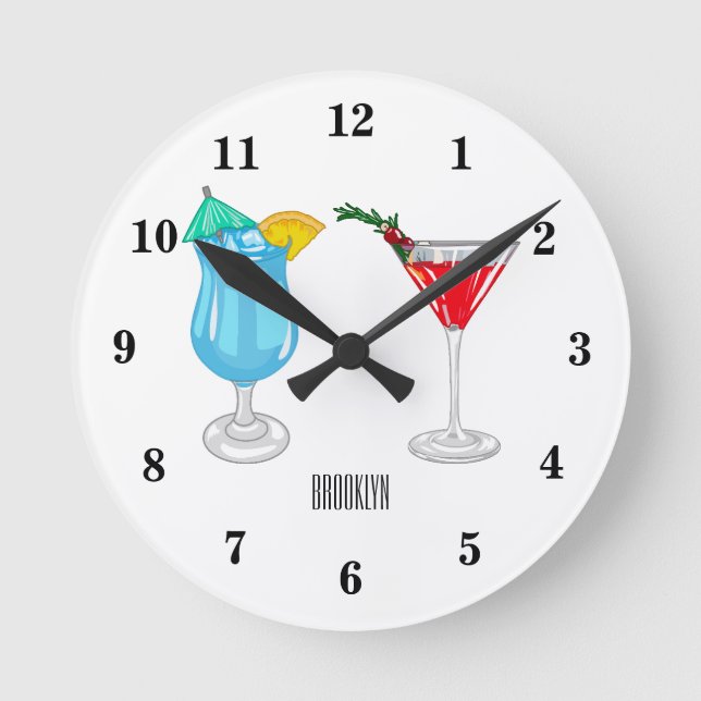 Cocktail-illustration av tecknad rund klocka (Framsida)