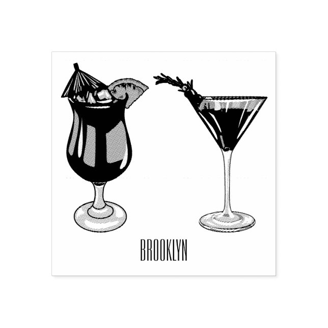 Cocktail-illustration av tecknad stämpel (Tryck)