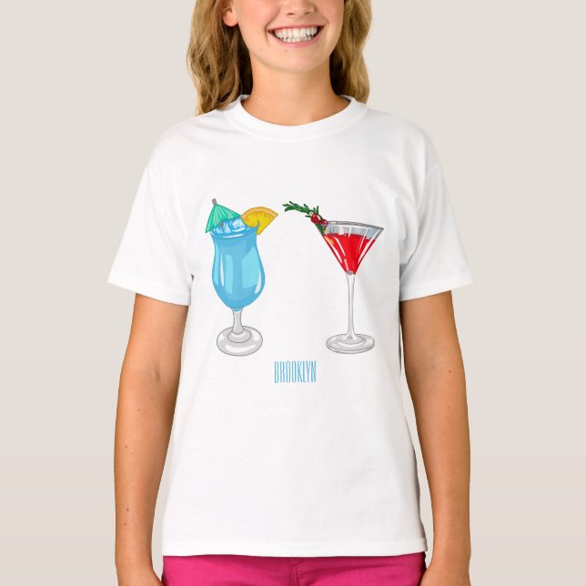 Cocktail-illustration av tecknad t shirt (Framsida)