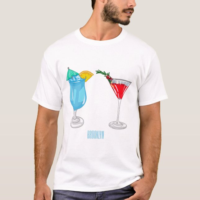 Cocktail-illustration av tecknad t shirt (Framsida)