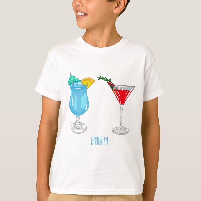 Cocktail-illustration av tecknad t shirt (Framsida)