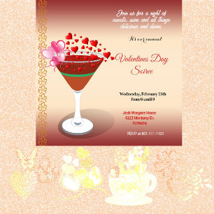 Cocktail Kärlek Meet Valentine Sweeping Hearts Par Inbjudningar