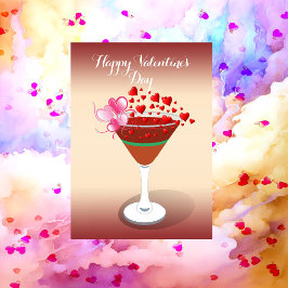 Cocktail Kärlek Quote Valentine Sweeping Hearts Cu Julkort
