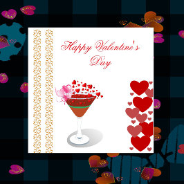 Cocktail Kärlek Quote Valentine Sweeping Hearts Cu Julkort