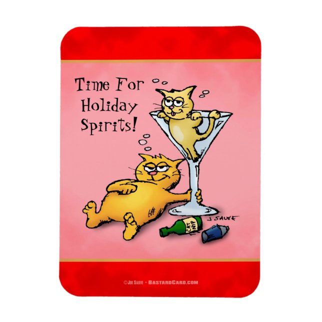 Cocktail Kittens Holiday Spirits Tecknad Film Magnet (Vertikal)